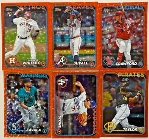 2024 Topps Update (5) RED /199 & (7) ORANGE /299 CRACKLE ICE Card Lot Set - Picture 1 of 2