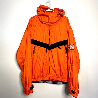 Jaqueta masculina Nautica laranja marinha corta-vento com capuz anos 90 competição de vela GG - Imagem 1 de 4