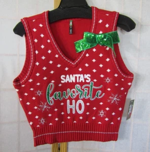 NWT Spencer's Workshop Christmas Santa's Favorite Ho Knit Sweater Vest Women's M - Picture 1 of 5