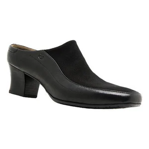 Aravon Francesca WOF03BK Black Dress Mules Shoes 6 B - Picture 1 of 2