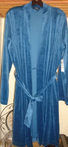 ALFANI INTIMATES SEEMANN BLAU WEICHER VELOURS MORGENMANTEL MIT GÜRTEL NEU MIT ETIKETT GR. L - Bild 1 von 8