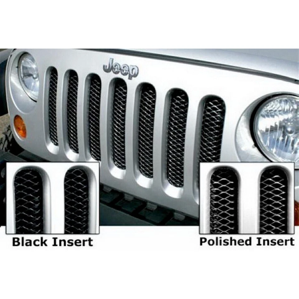Jeep 3D grade de malha inserção preto brilhante 07-18 JK Wrangler 2 Dr & 4 Dr - Imagem 1 de 3