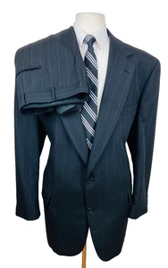 VINTAGE HARMONY Mens 50L Gray Stripe USA 2 Piece Suit With Dress Pants 46x30 - Picture 1 of 14