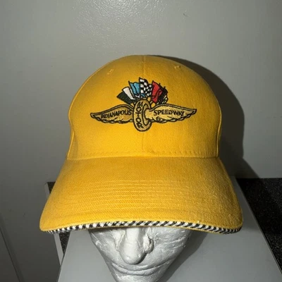 Indianapolis Motor Speedway Logo  Hat VTG 90s Yellow cap supervisor HatWorld - Image 1 of 4