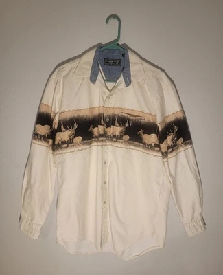 Camisa occidental mediana Roper Range Gear para hombre - estampado animal  Foto 1 de 4