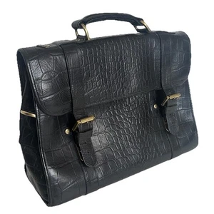 Borsa portadocumenti Mulberry England in pelle di coccodrillo nera - Foto 1 di 16
