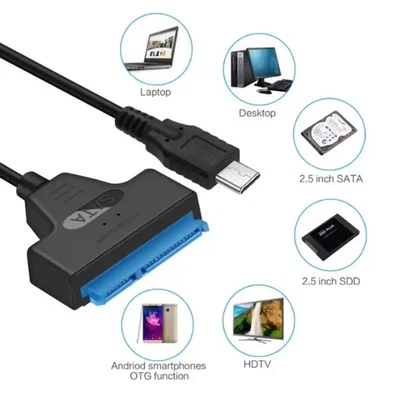Adapter USB Typ C USB 3.1 auf Festplatte 2.5" SATA I II III SSD Harddisk #UCS - Bild 1 von 4