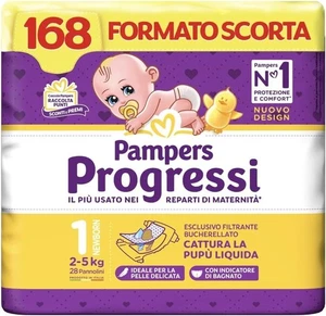 Pampers Progressi Newborn, 168 Diapers, Size 1 (2-5 kg) - Foto 1 di 3