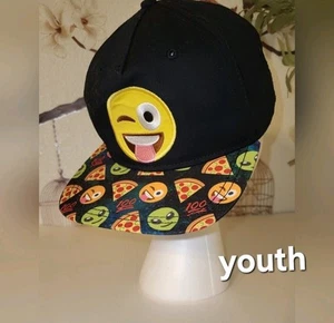 Emoji Winky Fance Baseball Cap Youth Size Osfm Black - Picture 1 of 7