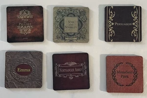 6 posavasos con novelas completas de Jane Austen, Jane Austen Posavasos - Imagen 1 de 10