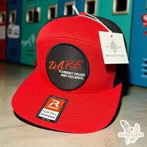 Richardson 168 Trucker Hat with Retro DARE Embroidered Patch Vintage Style Cap - Picture 1 of 6