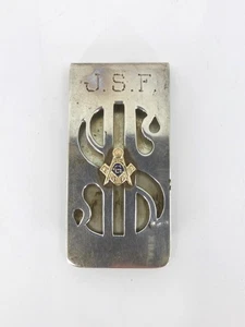 Vintage Sterling Silver Masonic Money Clip with Dollar Sign  - Picture 1 of 4