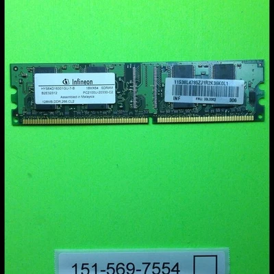 Infineon B2E32312 HYS64D16301GU-7-B 128MB DDR-266 (PC-2100) PC-2100U Random AC - Image 1 of 2