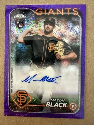 2024 Topps Chrome Update Mason Black Rookie Purple Speckle Refractor Auto 63/299 - Image 1 of 4
