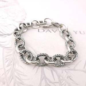David Yurman Sterling Silver 12mm Oval Link Cable Chain Bracelet 8 Inch - Picture 1 of 10