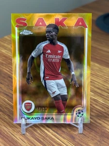 Bukayo Saka 2024 2024-25 Topps Chrome UEFA UCC #77 Gold Lava Refractor /50 - Picture 1 of 2