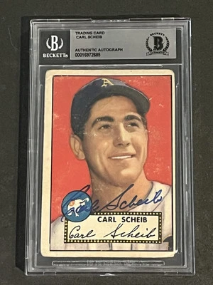 CARL SCHEIB 1952 TOPPS SIGNED AUTOGRAPHED CARD #116 BECKETT BAS AUTHENTIC - Image 1 of 2