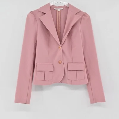 Vintage CHARLOTTE RUSSE Womens Blazer Size S Y2k Soft Pink Coquette Puff Sleeve - Image 1 of 4