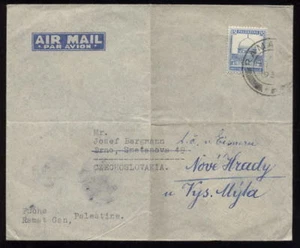 PALESTINE 1936 RAMAT GAN REDIRECTED AIR COVER to CZECH - Picture 1 of 1