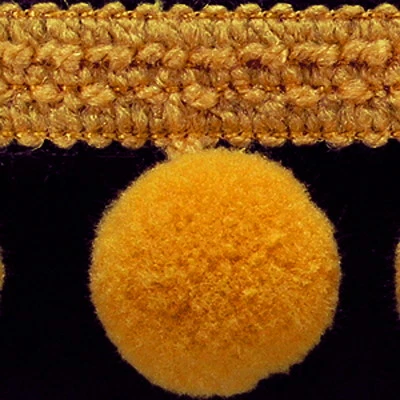  ab 5,0 lfm Bommelborte (1,97 €/m) 40 mm Ø20 mm Gelb Pompons Pomponband Shabby - Bild 1 von 3