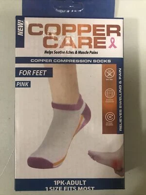 Calcetines de compresión Copper Care - Talla única para la mayoría - Adulto - Rosa (2-PO-175) Foto 1 de 4