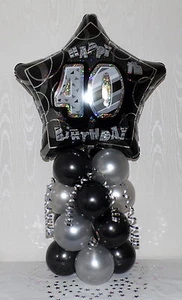 40° COMPLEANNO - 40 ANNI - MASCHIO/FEMMINA - DISPLAY PALLONCINO IN LAMINA - CENTROTAVOLA - Foto 1 di 7