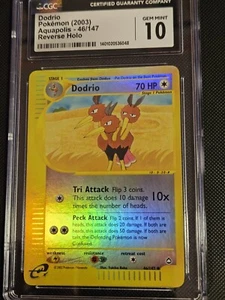 CGC 10 Gem Mint Dodrio Reverse Holo Aquapolis 2003 Pokemon Card 46/147 Pop 9 - Picture 1 of 3