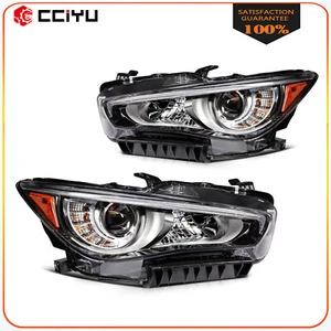 Headlights Assembly For Infiniti For Q50 2014-2022 Black Housing w/LED DRL - Picture 1 of 8