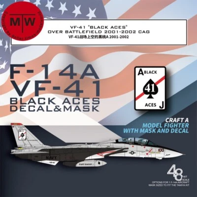 1/48 1/72 F-14A VF-41 Black Aces 2001-2002 Decal & Mask for Tamiya/G.W.H Model - Image 1 of 2