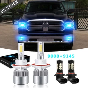 8000K H13 9008 9145 LED Headlight Fog Light Bulbs for RAM 1500 2500 3500 2011-12 - Picture 1 of 9