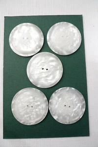 5 Rounded Top WHITE SWIRL 2-Hole Pearlized Buttons 1-3/4" - Picture 1 of 1