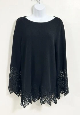 Top túnica Chico's talla L (2) dobladillo de encaje negro boho gótico grunge hada oscuro romántico Foto 1 de 4
