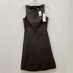 NWT J Crew 100% Silk Mini Shift Dress Boat Neck Sleeveless Taupe Brown Y2K Sz 4 - Picture 1 of 10