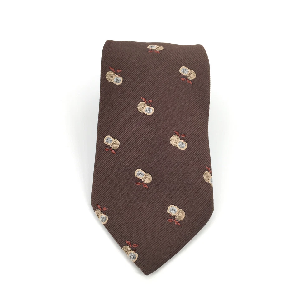 Corbata de Colección Marrón Oscuro Estampado Manzana Profesor Principal Hecha en EE. UU. Foto 1 de 4
