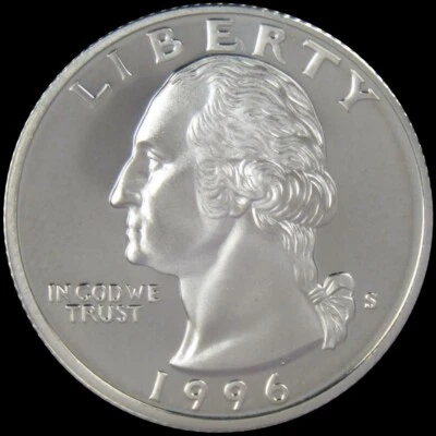 A 1996 S Washington Quarter 90% SILVER Deep Cameo "PROOF" US Mint Coin - Image 1 of 2
