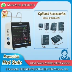 Monitor de paciente portátil de uso humano de 8 pulgadas ECG de 6 parámetros NIBP SPO2 TEMP RESP - Imagen 1 de 9