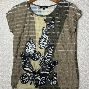 Blusa Elementz con Volantes en Capas Top Mariposa Mujer M Camisa Pullover Multicolor S - Imagen 1 de 6