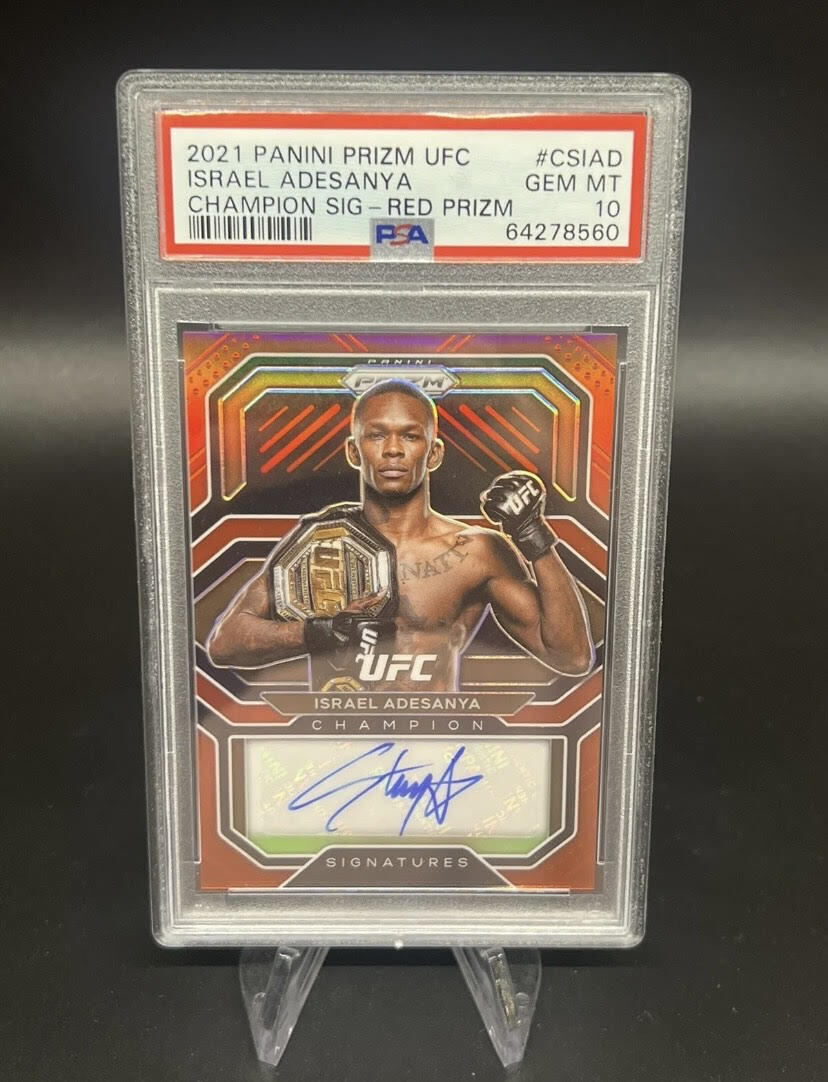 Israel Adesanya 2021 Prizm UFC #CS-IAD Champion Signatures - Red /49 ...