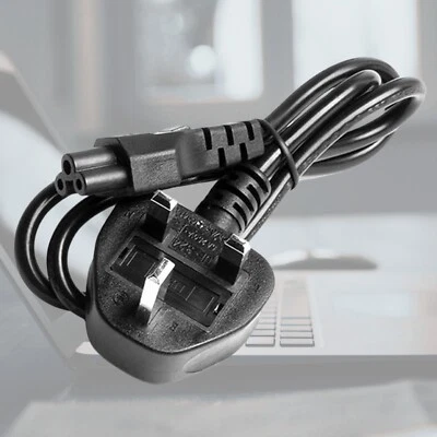 Mains Dell Power Lead UK 3-Pin Plug C5 IEC Clover Leaf Cable For Laptop-2M,3M,5M - Image 1 of 4