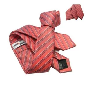 Cravate Rouge Rayé Fins Blanc et Bleu Cravate Slim Soie Made IN Italy Variées - Imagen 1 de 9