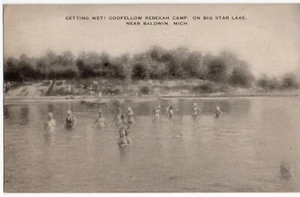 Postal de Baldwin, Michigan 1946, Oddfellow Camp, Big Star Lake, mojarse - Imagen 1 de 2