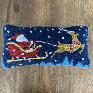 Cuscino Natalizio in Lana con Gancio 23” X 12” Babbo Natale con Renne Marina Militare - Foto 1 di 6