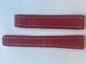 BREITLING 16-14mm rotes Leder Uhrenarmband für Faltschließe - Neu (A239) - Bild 1 von 3