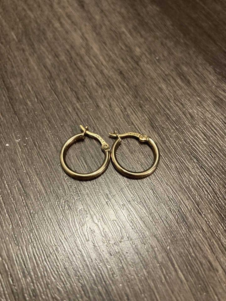 Pendientes de aro Pandora 10K/14K oro macizo brillante pulido - tamaño pequeño Foto 1 de 4