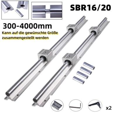 SBR16 SBR20 Verbinden Linearführung 300-4000mm Gleitschiene Welle Gleitblock CNC - Bild 1 von 4