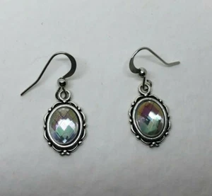 PEQUEÑOS PENDIENTES DE CRISTAL AB TRANSPARENTE ESTILO VICTORIANO PLATA PL gancho 3 ROSAS REALES NL - Imagen 1 de 6
