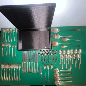 WM ROGERS MFG CO PIATTO EXTRA ORIGINALE ROGERS SILVERPLATE SET 62 PEZZI POSATE 1940 - Foto 1 di 8