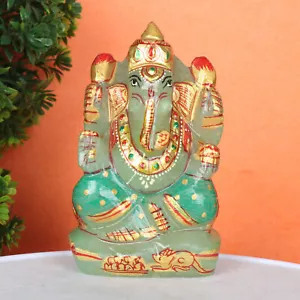 Statue Idol Handarbeit Figur Natur Grün Jade Gott Ganesha Ganesha - Bild 1 von 1