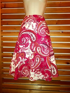 FALDA Acampanada Lino Algodón Forrada Paisley Liz Claiborne Talla 4 Prairie Cottage - Imagen 1 de 9