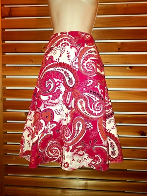 Flare Linen Cotton SKIRT Lined  Paisley Liz Claiborne Size 4 Prairie Cottage - Image 1 of 4